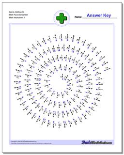 Addition Worksheet Spiral IJ Math Fact Worksheet