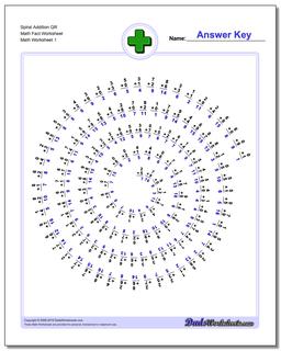 Addition Worksheet Spiral QR Math Fact Worksheet