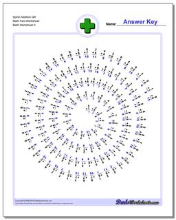 Spiral Addition QR Math Fact Worksheet