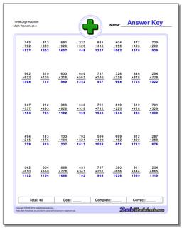 Three Digit Addition Worksheet