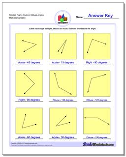 Rotated Right, Acute or Obtuse Angles Worksheet