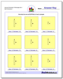 Area and Perimeter of Rectangles Set 1 Basic Geometry Worksheet