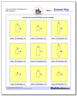 Area and Perimeter of Rectangles Set 1 Worksheet
