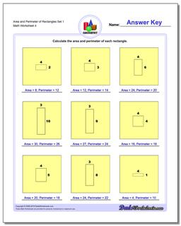 Area and Perimeter of Rectangles Set 1 Worksheet