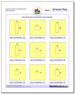 Area and Perimeter of Rectangles Set 2 Worksheet