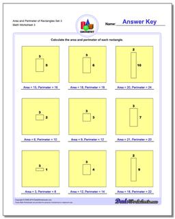 Area and Perimeter of Rectangles Set 3 Worksheet