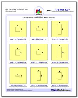 Area and Perimeter of Rectangles Set 3 Worksheet