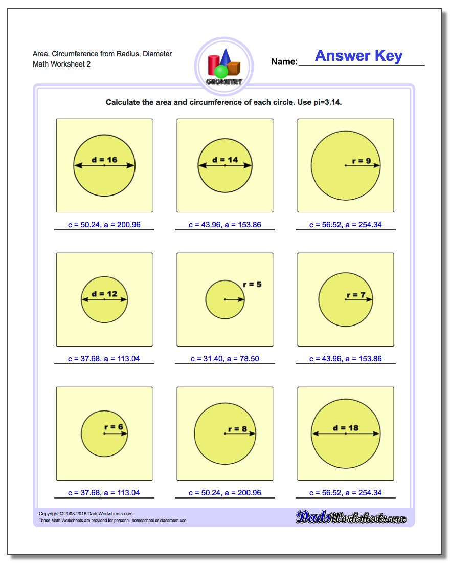 Circles Area And Circumference
