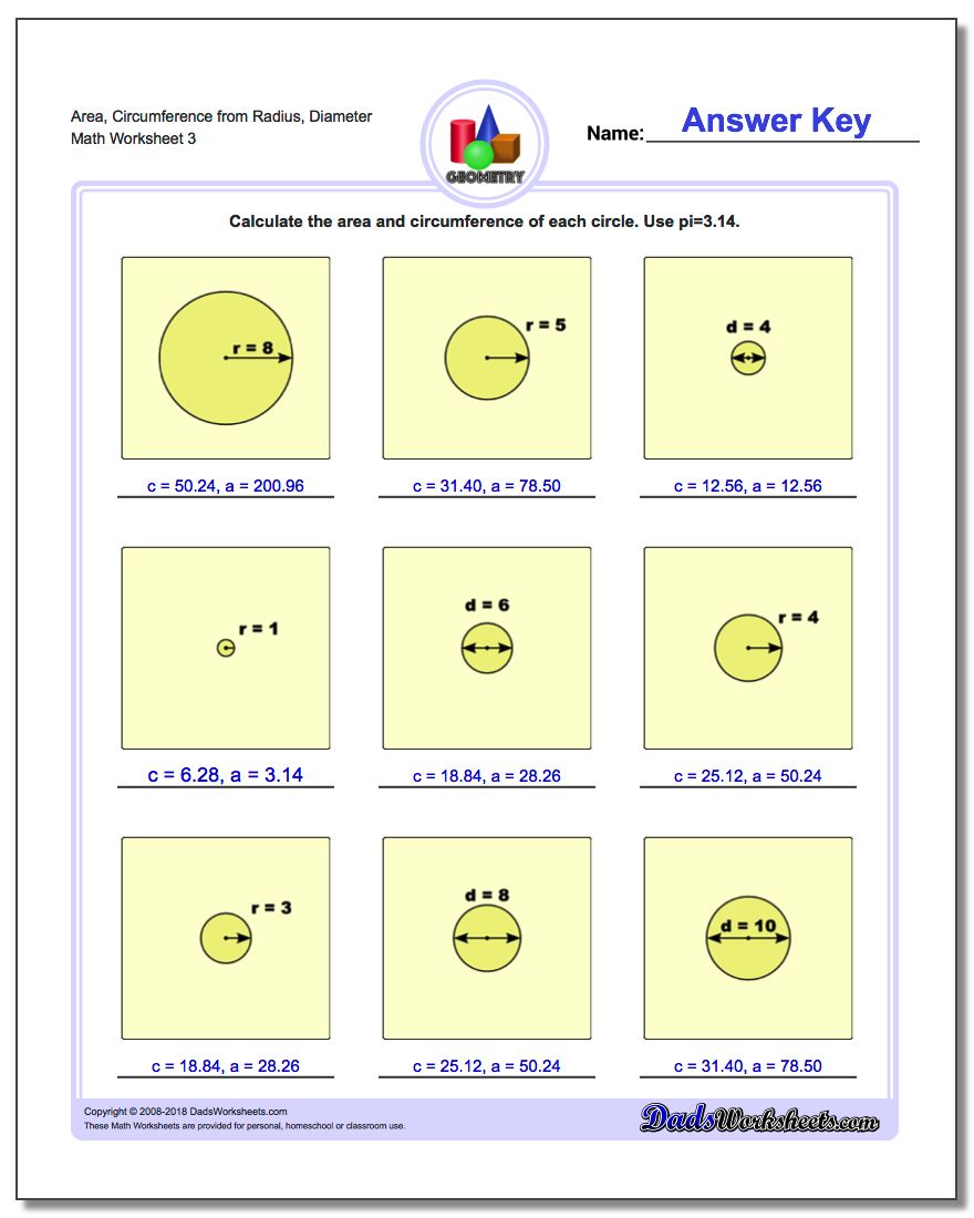Circles Area And Circumference
