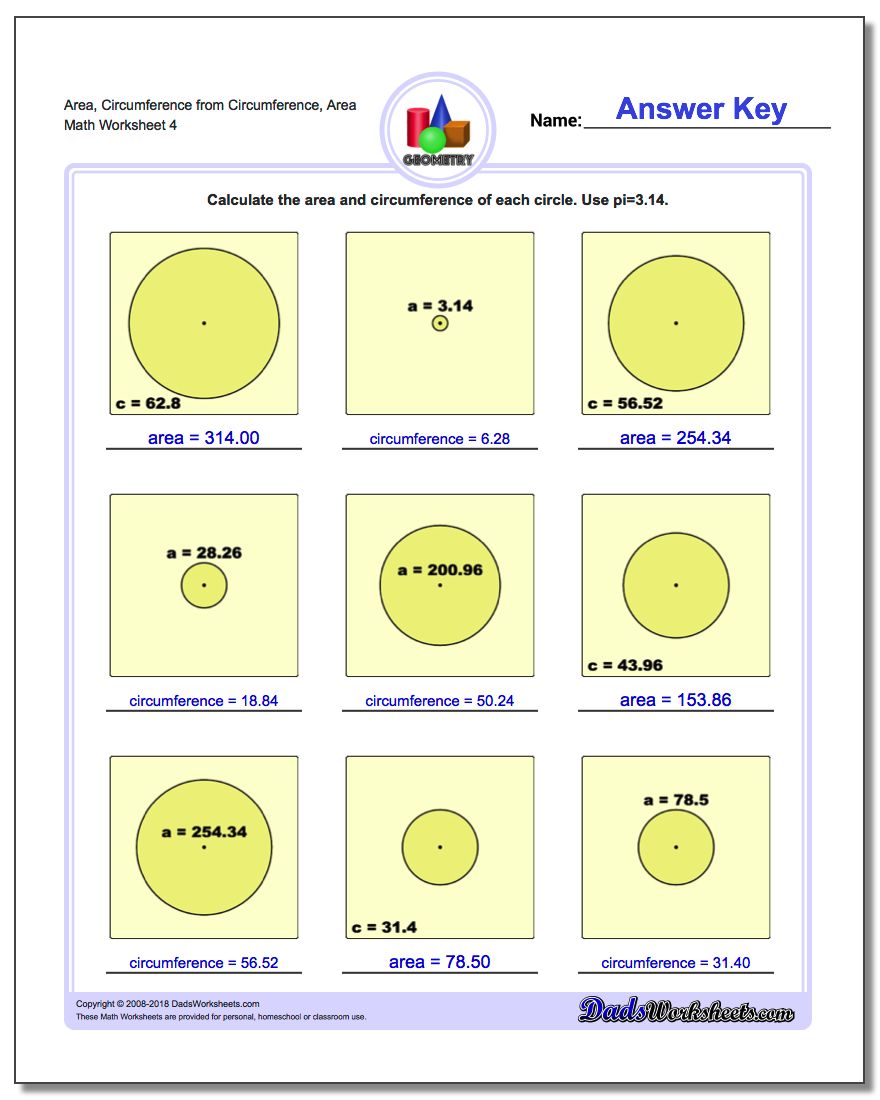 Circles Area And Circumference