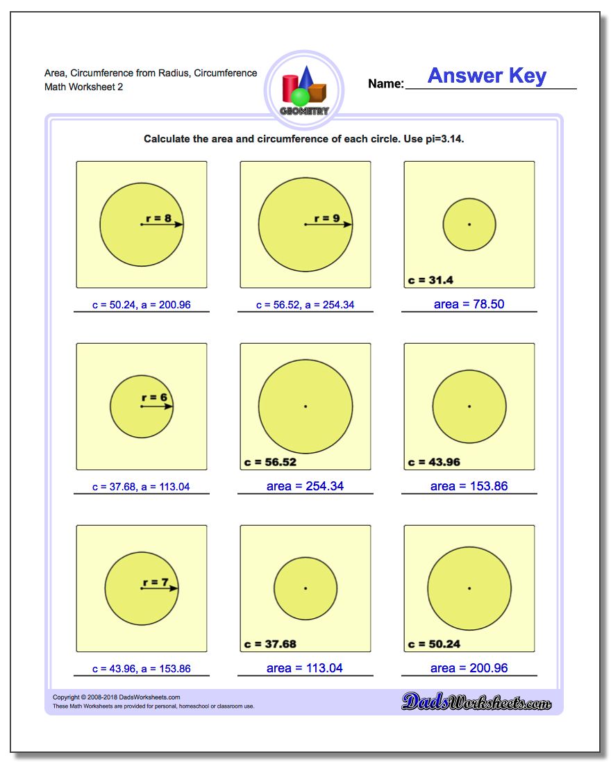 Circles Area And Circumference