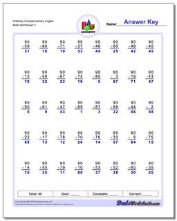 Arbitrary Complementary Angles Worksheet