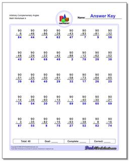 Arbitrary Complementary Angles Worksheet