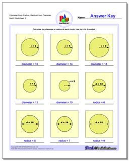 Diameter from Radius, Radius From Diameter /worksheets/basic-geometry.html Worksheet