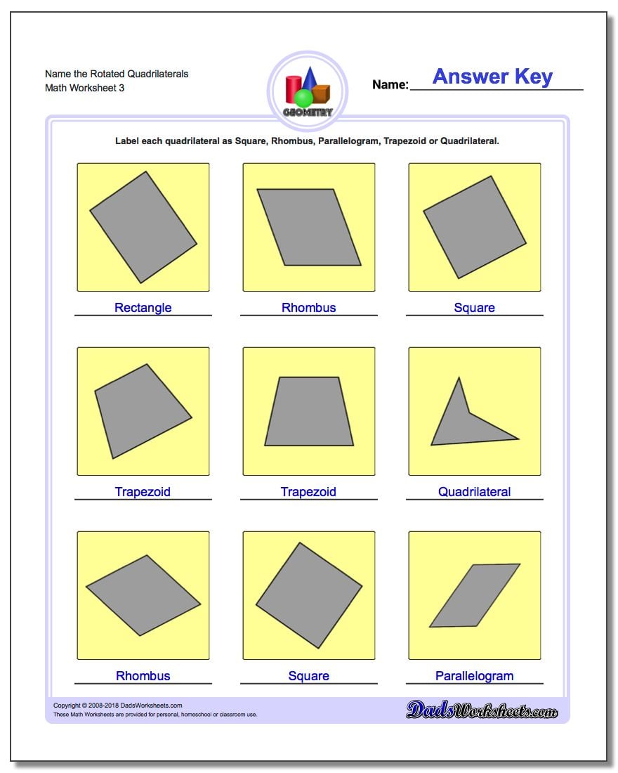 Name the Rotated Quadrilaterals Worksheet