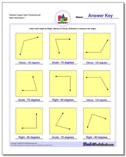 Rotated Angles Near Perpendicular Basic Geometry Worksheet