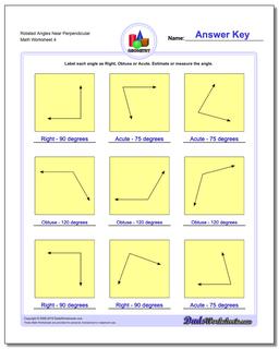 Rotated Angles Near Perpendicular Worksheet