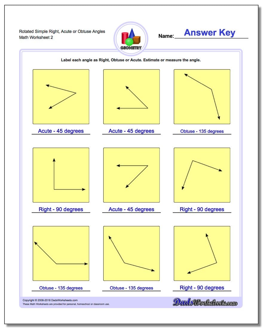 Angles, Right, Obtuse, Acute