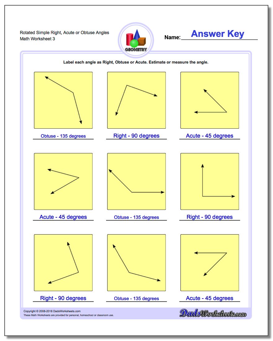 Angles, Right, Obtuse, Acute