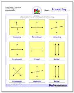 Simple Parallel, Perpendicular and Intersecting Lines Worksheet
