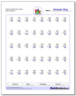 Arbitrary Supplementary Angles Worksheet