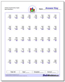 Arbitrary Supplementary Angles Worksheet