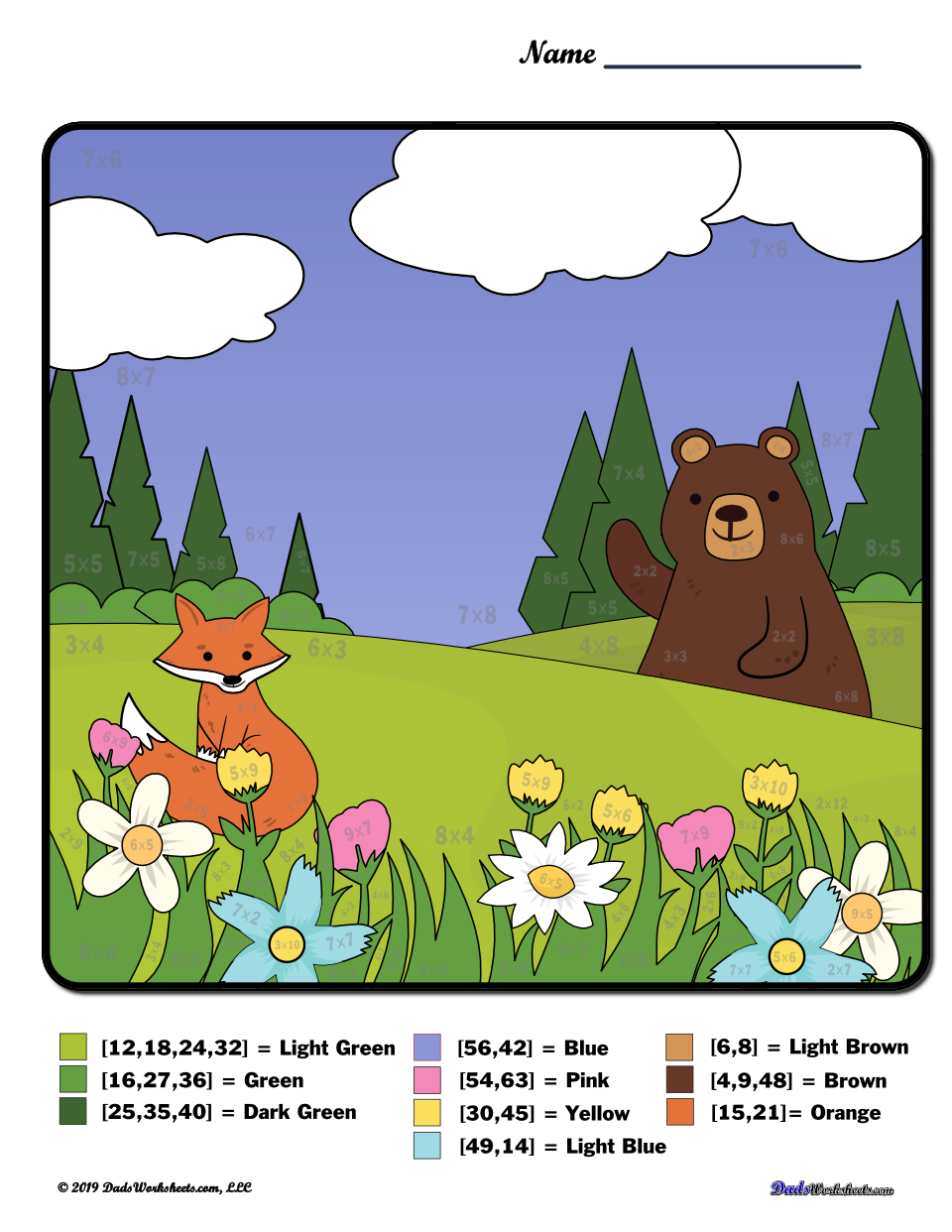 Spring Color by Number Worksheet