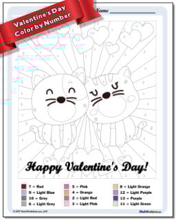 Valentine's Day Color by Number Worksheet