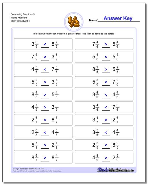 Comparing Fractions Simple Comparisons