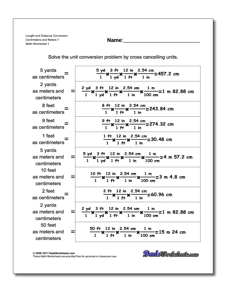 Centimeter To Meter Chart