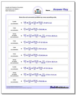 Length and Distance Conversion Worksheet Centimeters and Meters 1