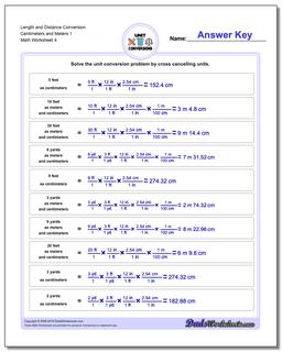 Length and Distance Conversion Worksheet Centimeters and Meters 1