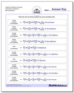 Length and Distance Conversion Worksheet Centimeters and Meters 2