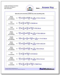 Length and Distance Conversion Worksheet Centimeters and Meters 2