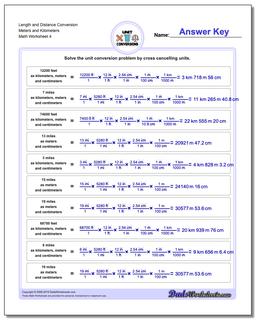 Length and Distance Conversion Worksheet Meters and Kilometers