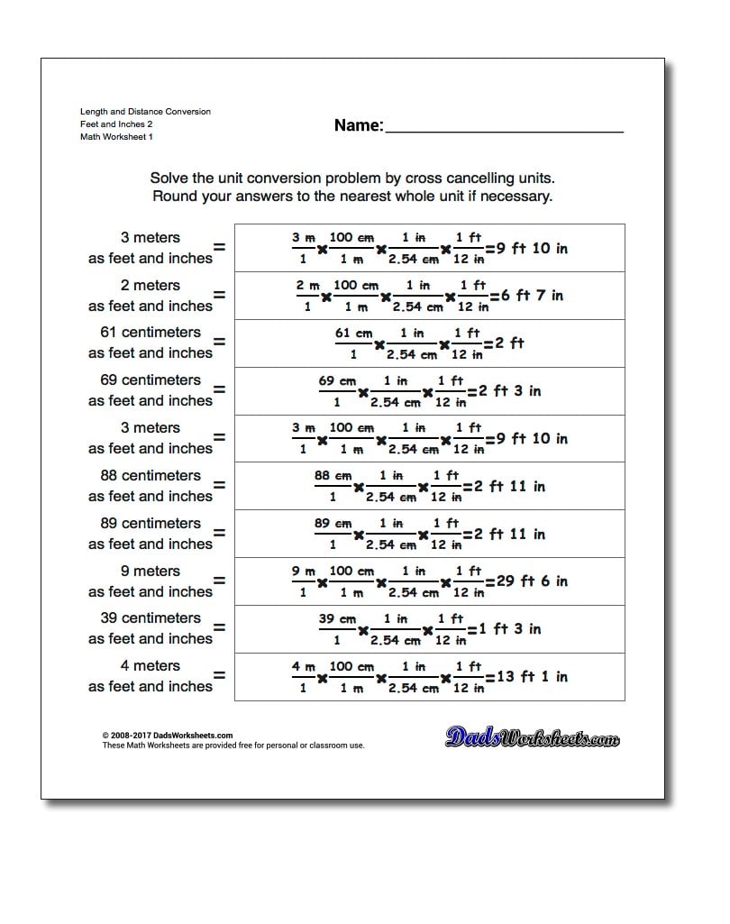 Ft To Inches Conversion Chart