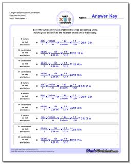 Length and Distance Conversion Worksheet Feet and Inches 2