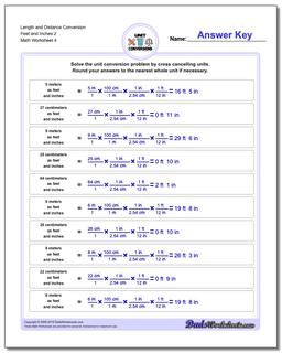 Length and Distance Conversion Worksheet Feet and Inches 2