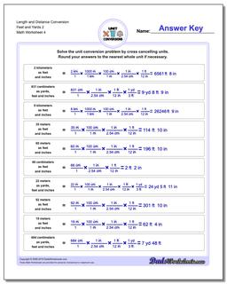 Length and Distance Conversion Worksheet Feet and Yards 2
