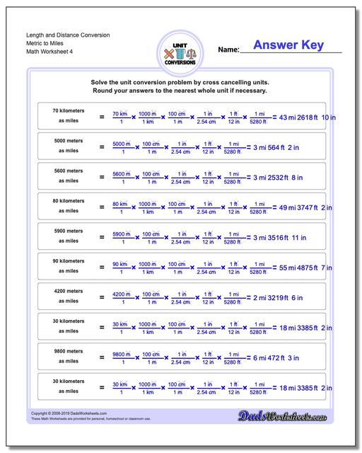Math Worksheets: Customary and Metric: Customary and Metric: Length and