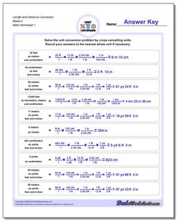 Customary and Metric Length Distance Conversion Worksheet Mixed 2