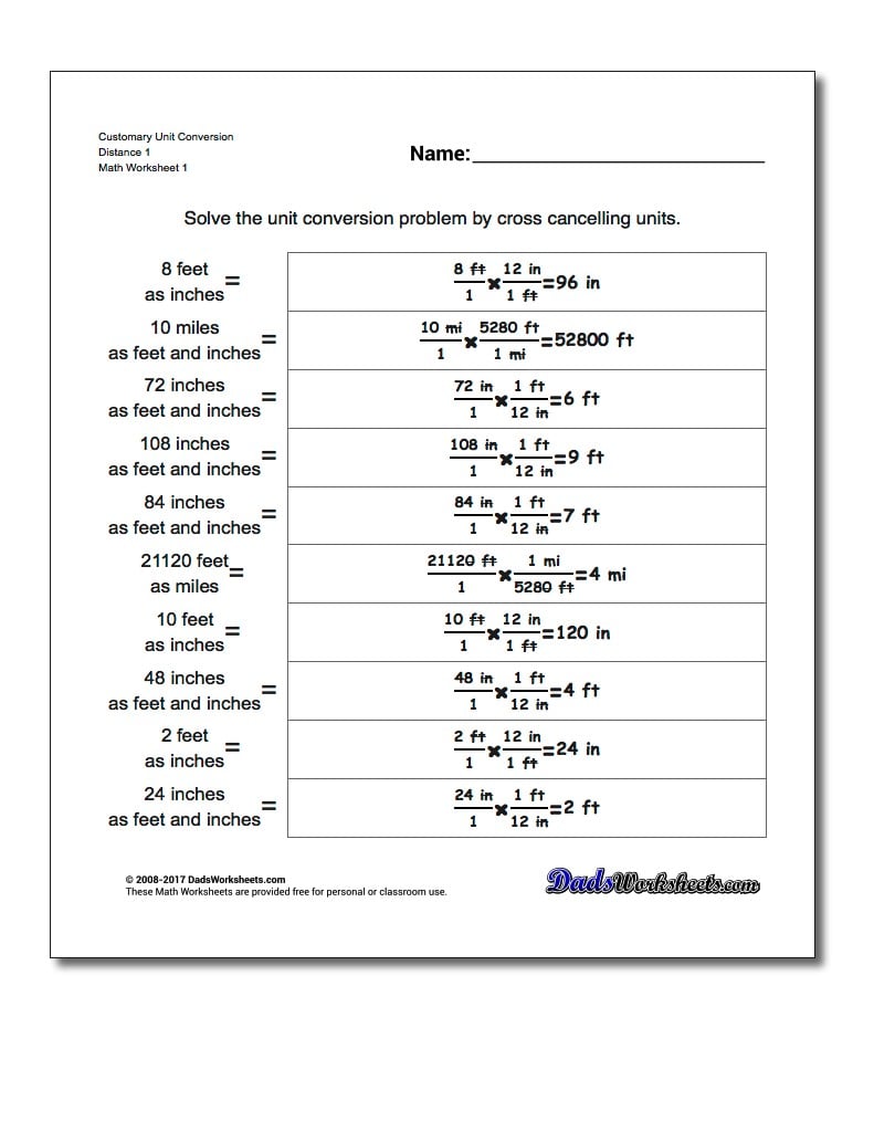 Distance Conversion Formula Chart