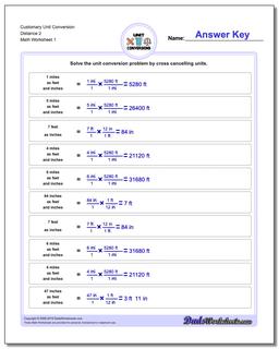 Customary Unit Conversion Worksheets Conversion Distance 2