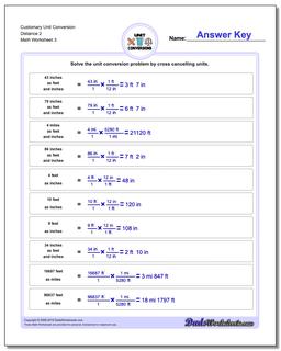 Customary Unit Conversion Worksheet Distance 2