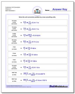 Customary Unit Conversion Worksheet Distance 2