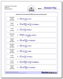 Customary Unit Conversion Worksheets Conversion Distance 3