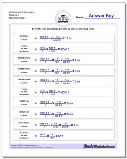 Customary Unit Conversion Worksheet Distance 3