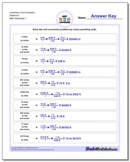 Customary Unit Conversion Worksheets Conversion Distance 4