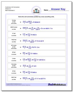 Customary Unit Conversion Worksheet Distance 4