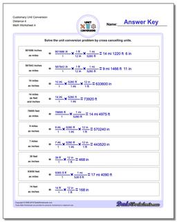 Customary Unit Conversion Worksheet Distance 4